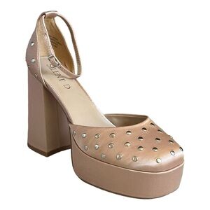 Silent D Grace Studded Satin Platform Block Heels Mary Jane Rose Gold 41 10 NIB